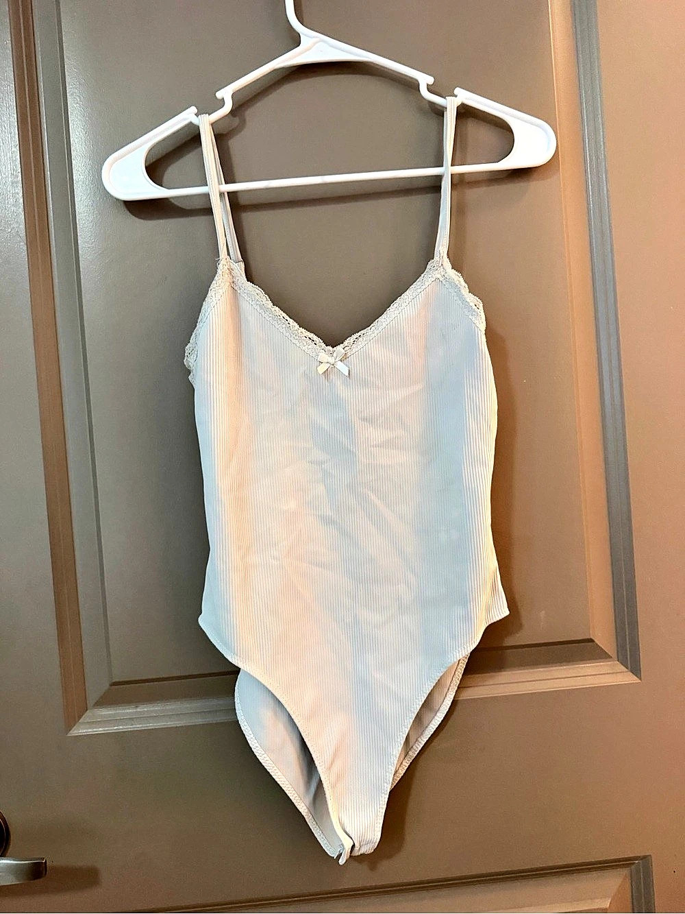 Edikted White Lace Trim Bodysuit